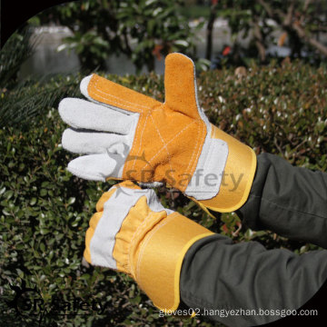 SRSAFETY High quality cow split leather gloves/cheap leather gloves